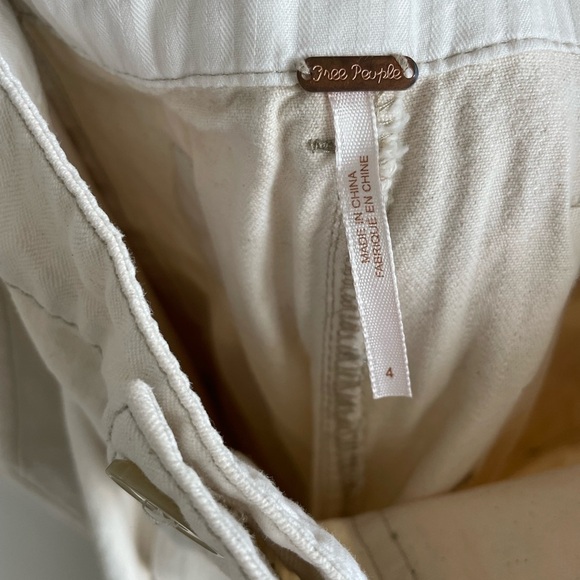 Free People Sailor Back Buckle Wide Leg Cropped Pants - Cream - Size 4 - Picture 2 of 13